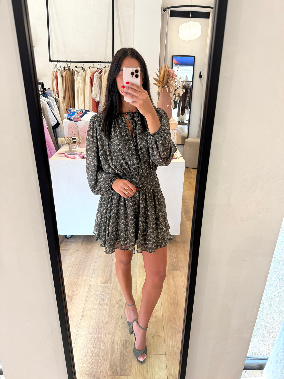 Robe kaki motifs - céleste