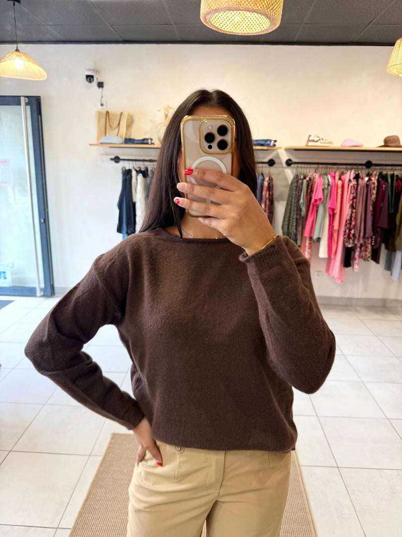 Pull dentelle café - Alba
