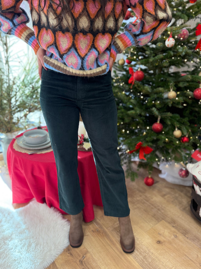 Jean velour vert - Solange