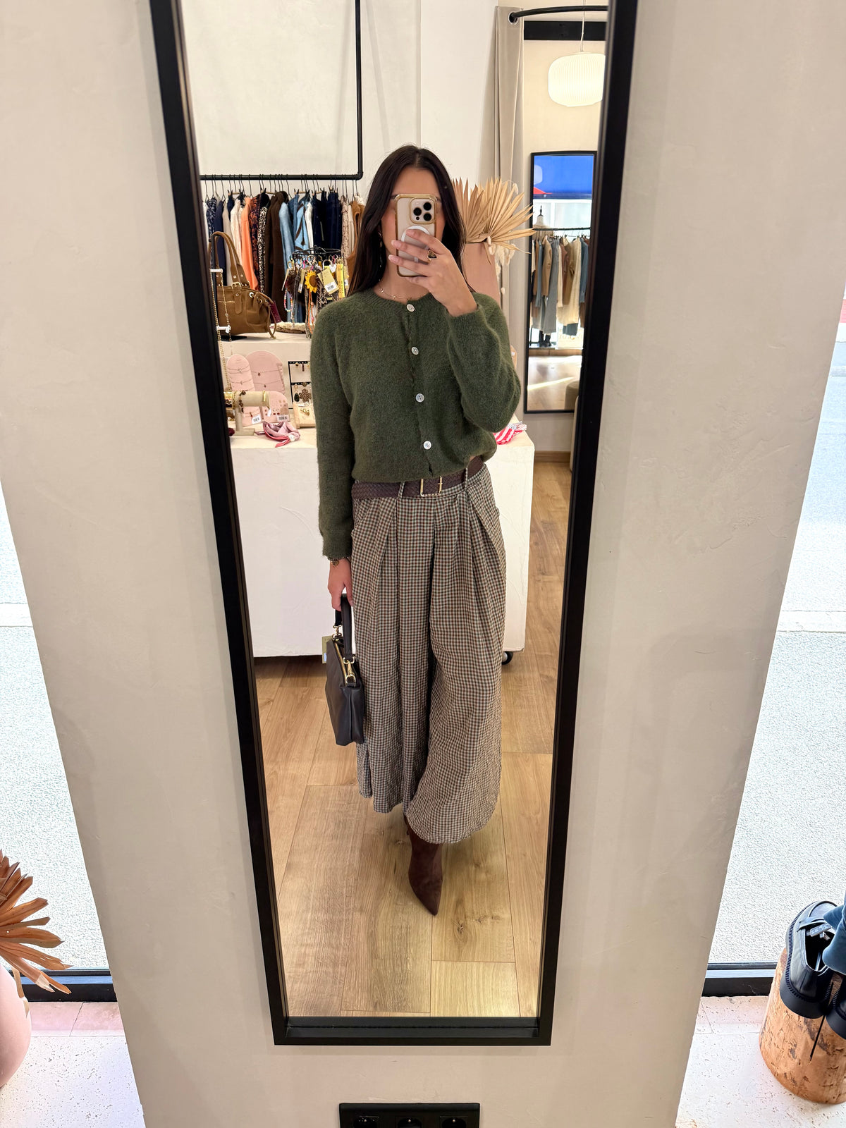 Pantalon vichy kaki - Nael