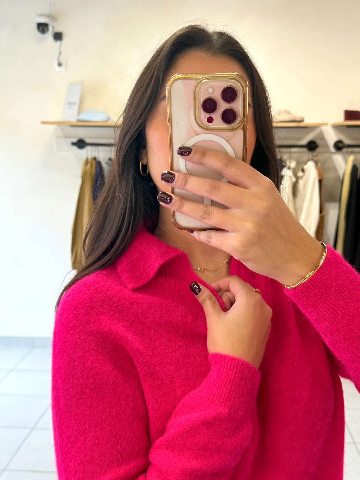Pull fuchsia alpaga - Leon