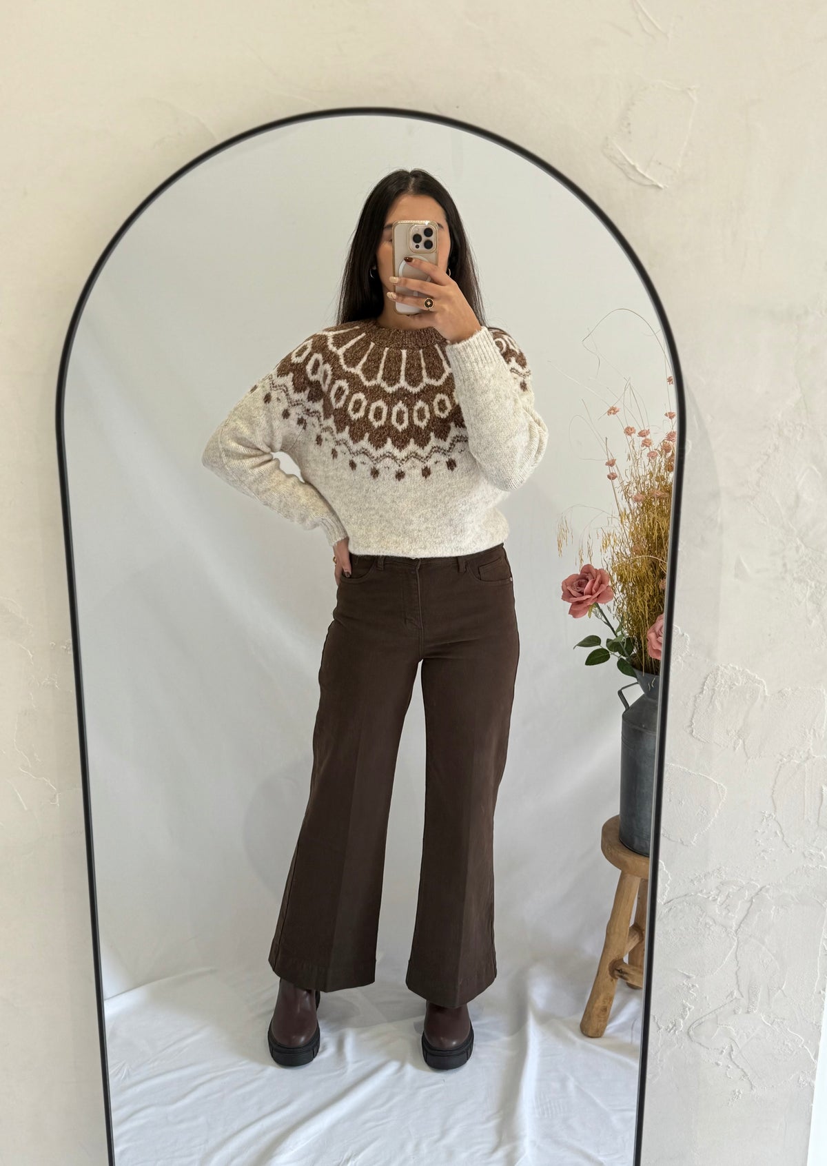 Pull beige motifs  - Jade