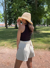 Top noir broderie court - Soleil