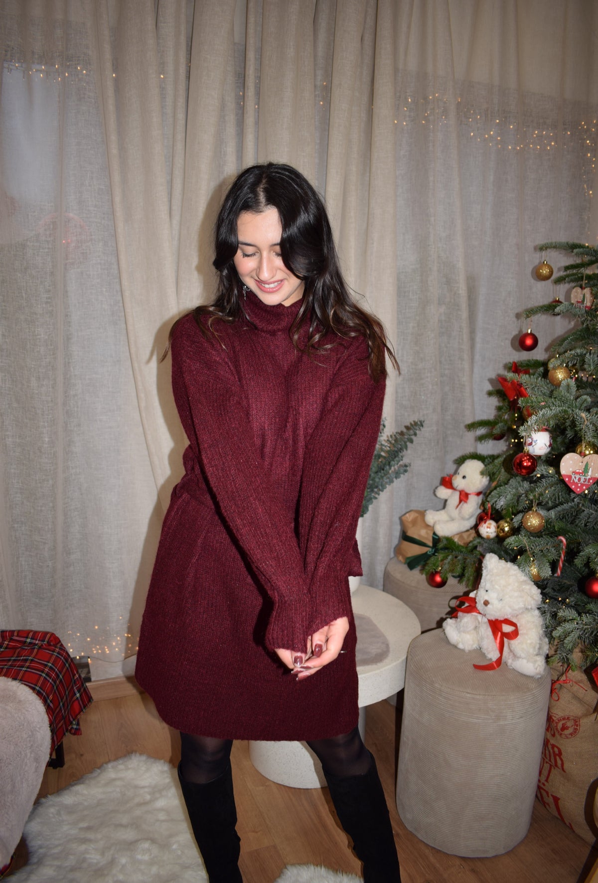 Robe Pull Bordeaux - Emma