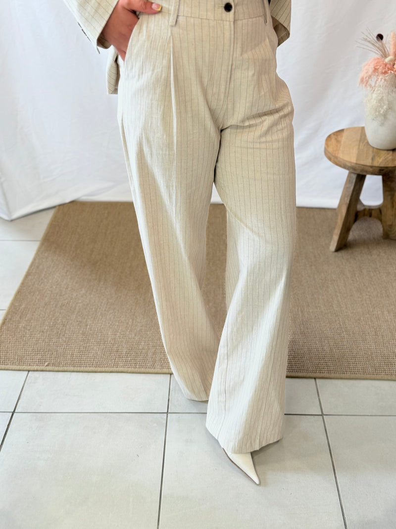 Pantalon rayure beige - Auda