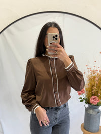 Blouse brodée choco - Louna