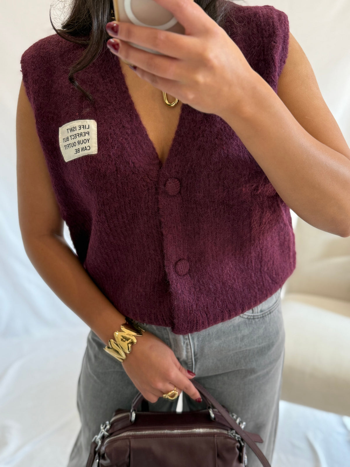 Gilet sans manches prune - Océane