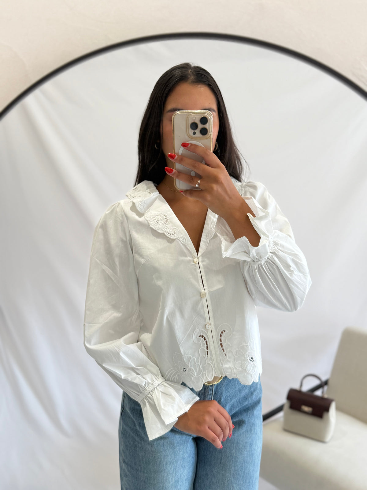 Blouse broderie blanc - Oscar