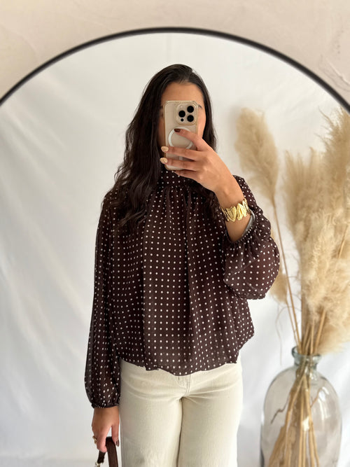 Blouse à pois choco - Opia