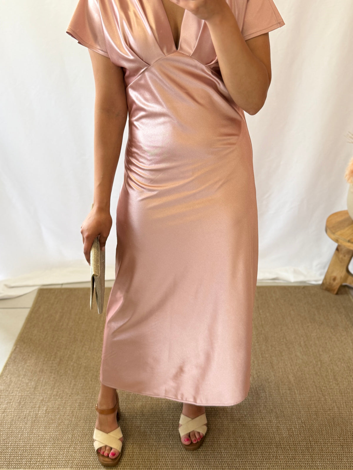 Robe longue rose poudré - Isore