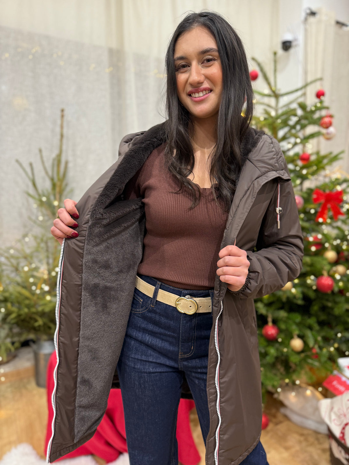 Parka fourrée chocolat - Leon