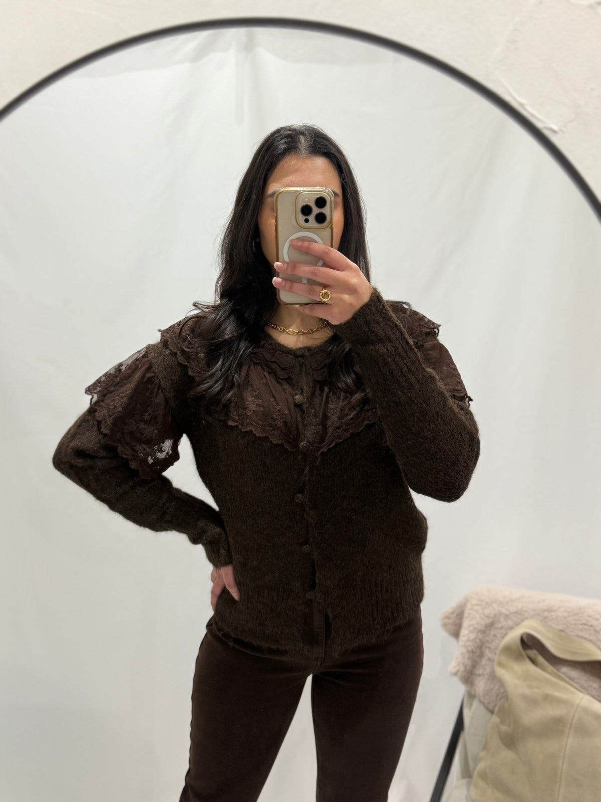 Gilet dentelle choco - Elodie