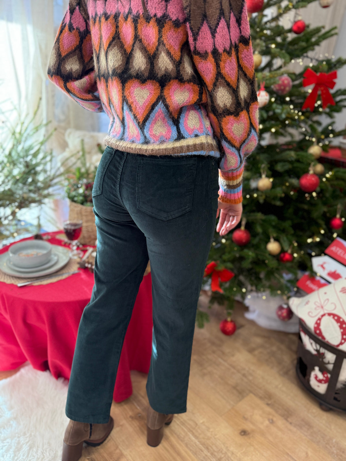 Jean velour vert - Solange