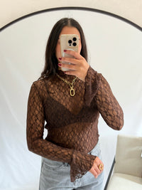 Haut dentelle - chocolat