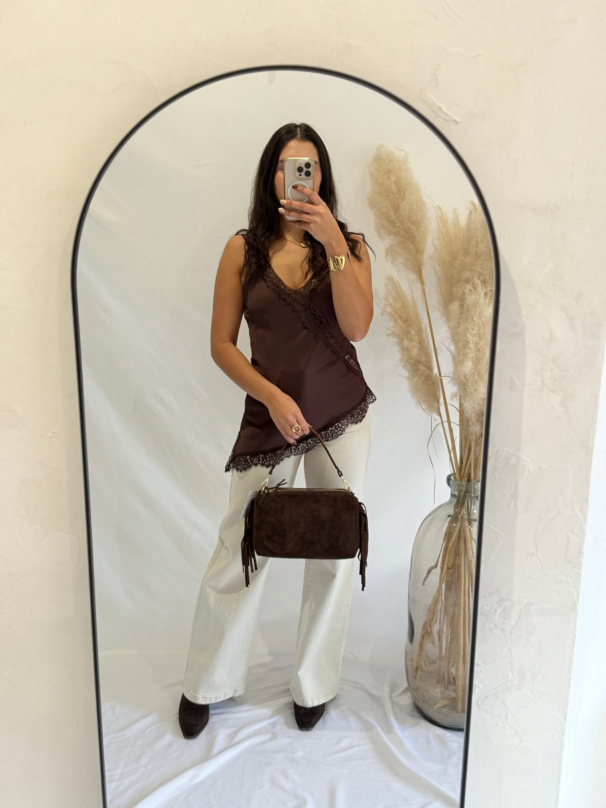 Top marron dentelle - Iruis