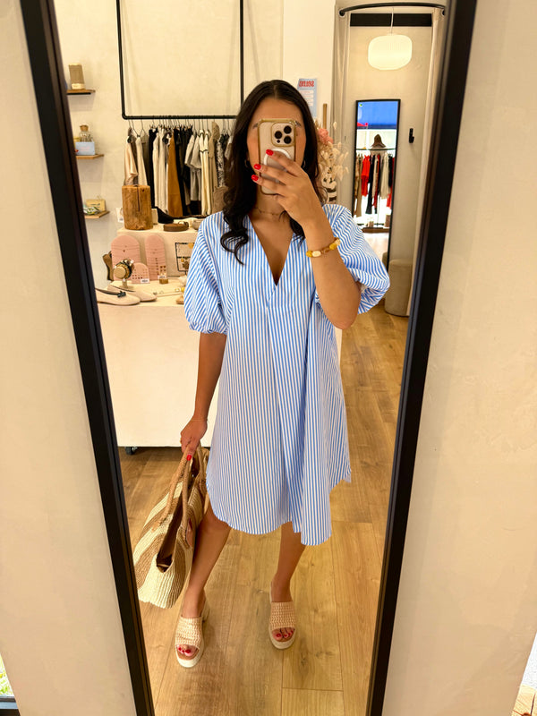 Robe bleu ciel - rayure
