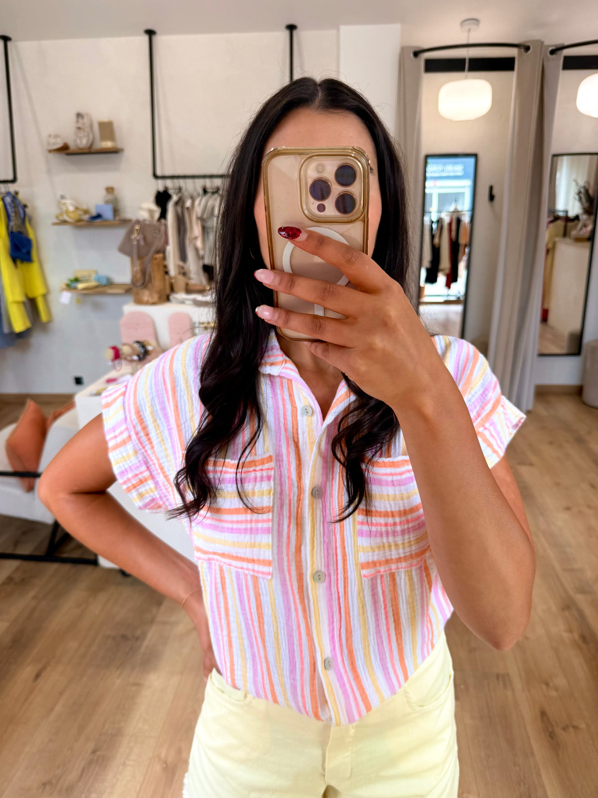 Blouse gaze de coton orange - Enzo