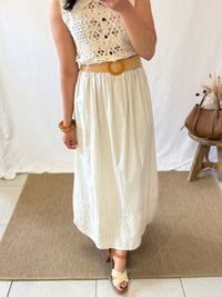 Jupe broderie beige - Minus