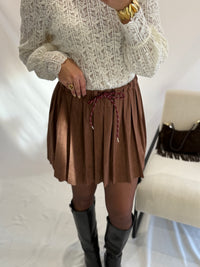 Jupe plissée choco - Suédine
