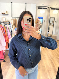 Blouse carreaux marine - Eva