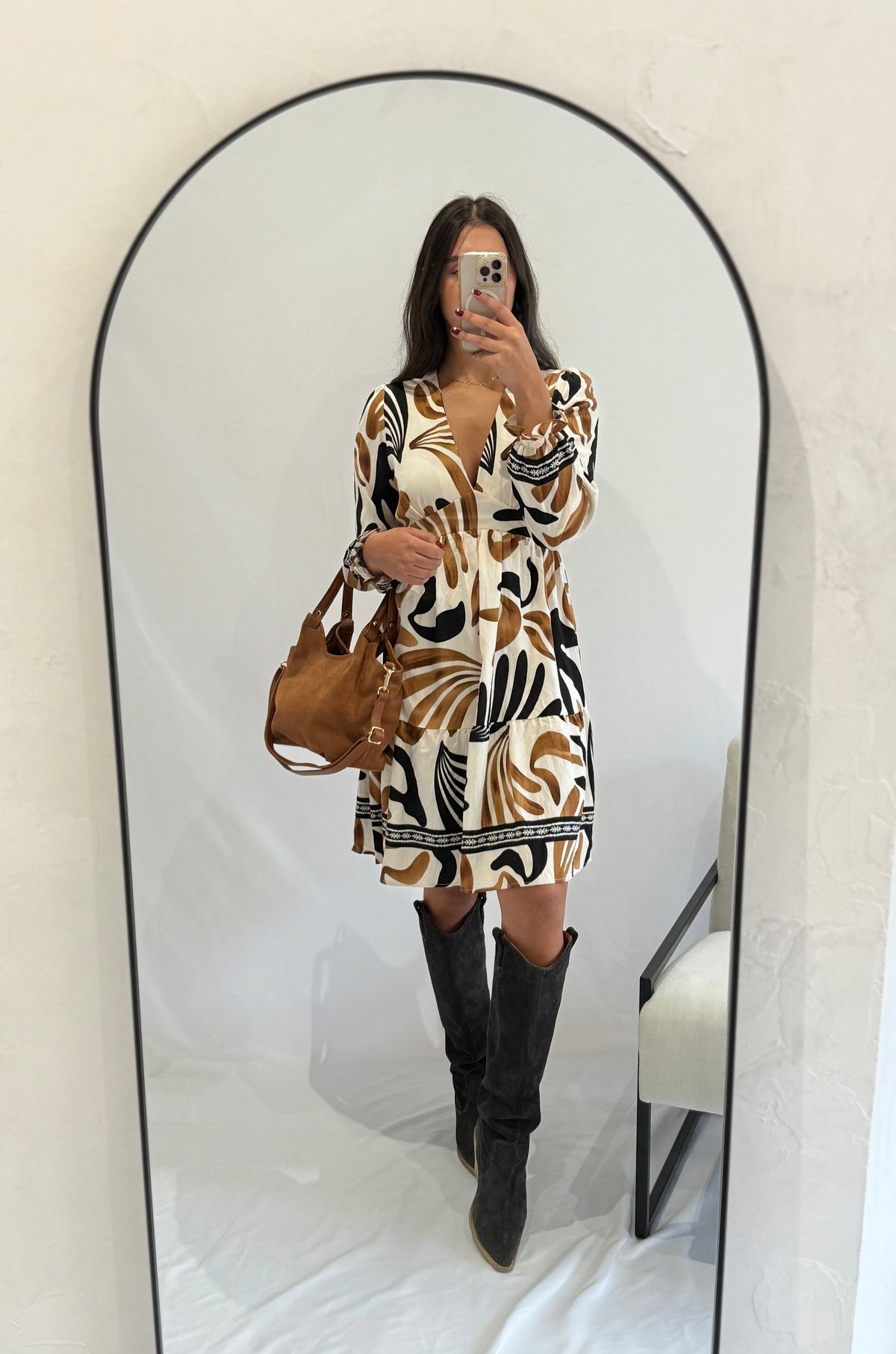 Robe courte motifs camel - Louise