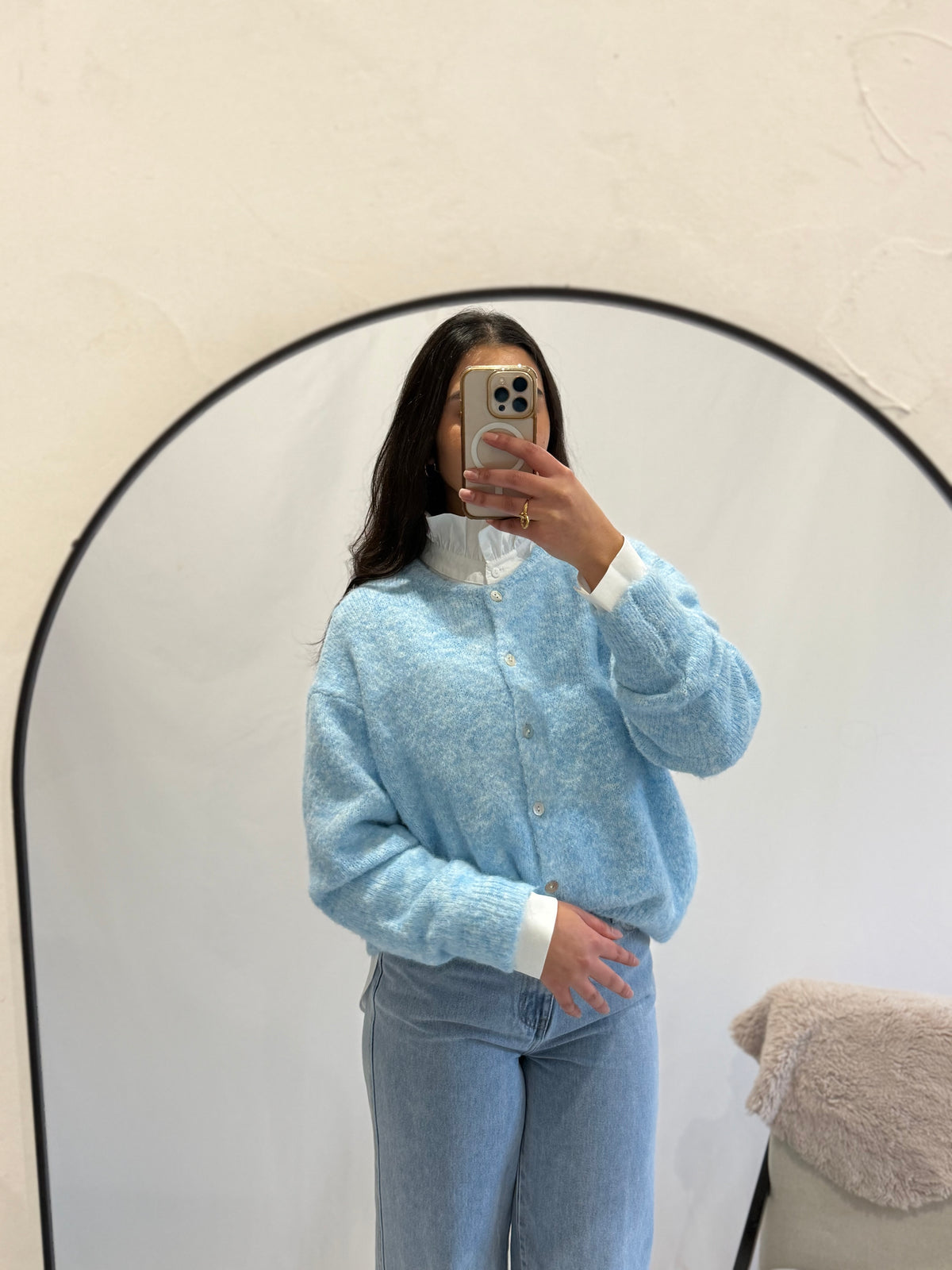 Gilet bleu ciel  - Aude