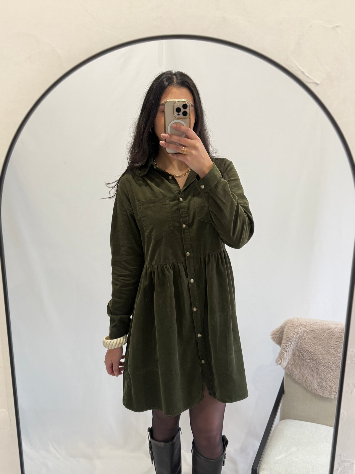 Robe velour kaki - Alio