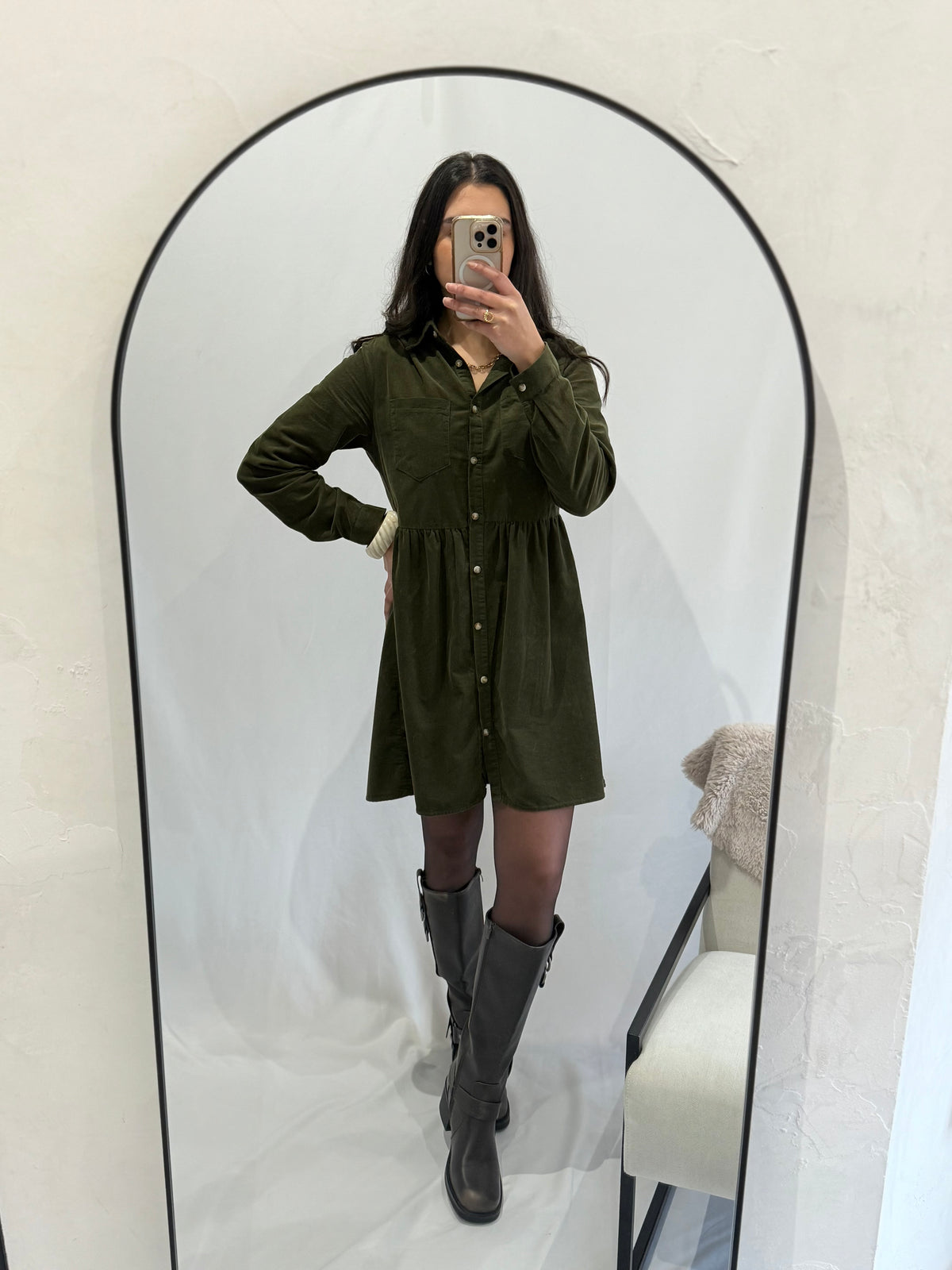 Robe velour kaki - Alio