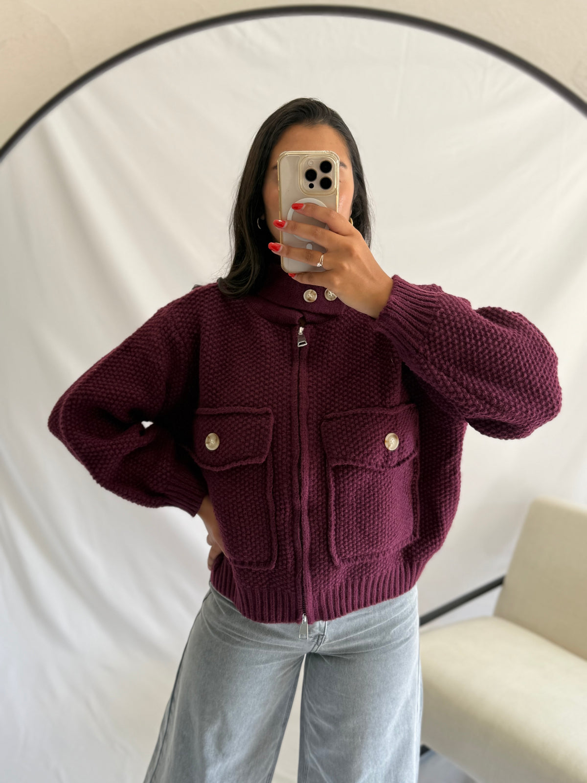 Veste maille - Prune