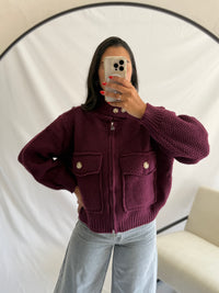 Veste maille - Prune