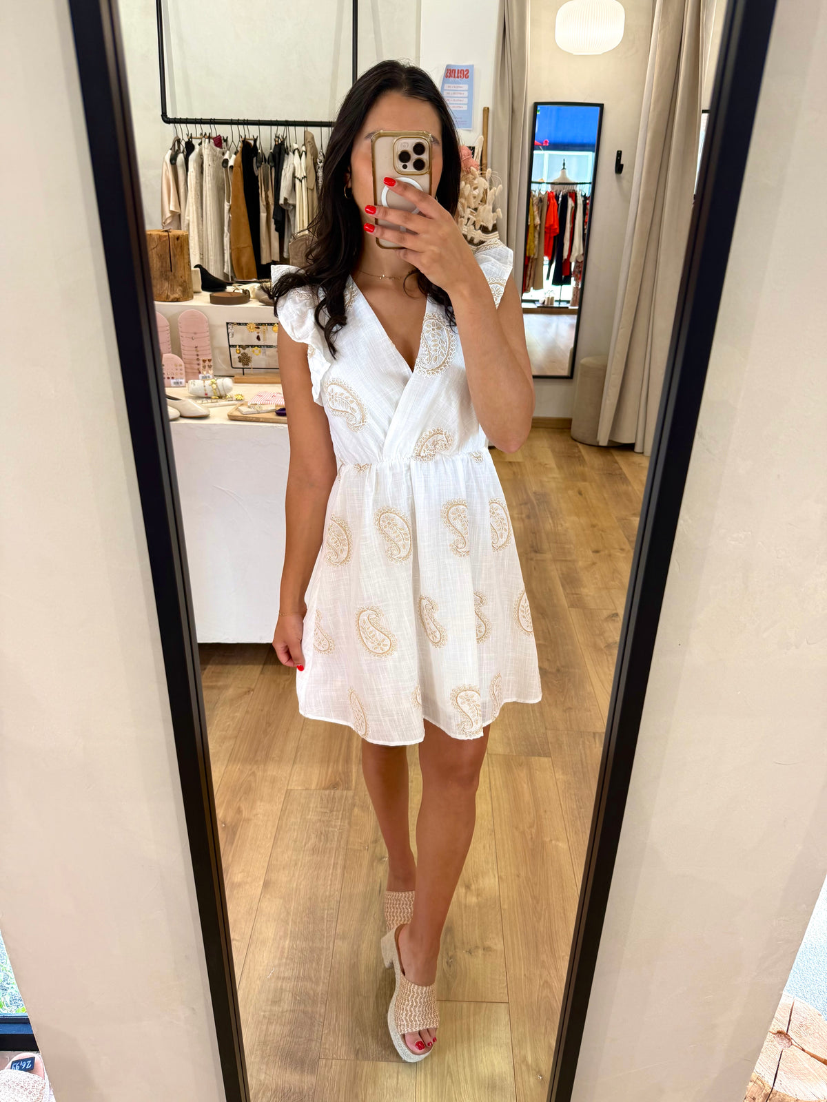 Robe motifs beige - Ava