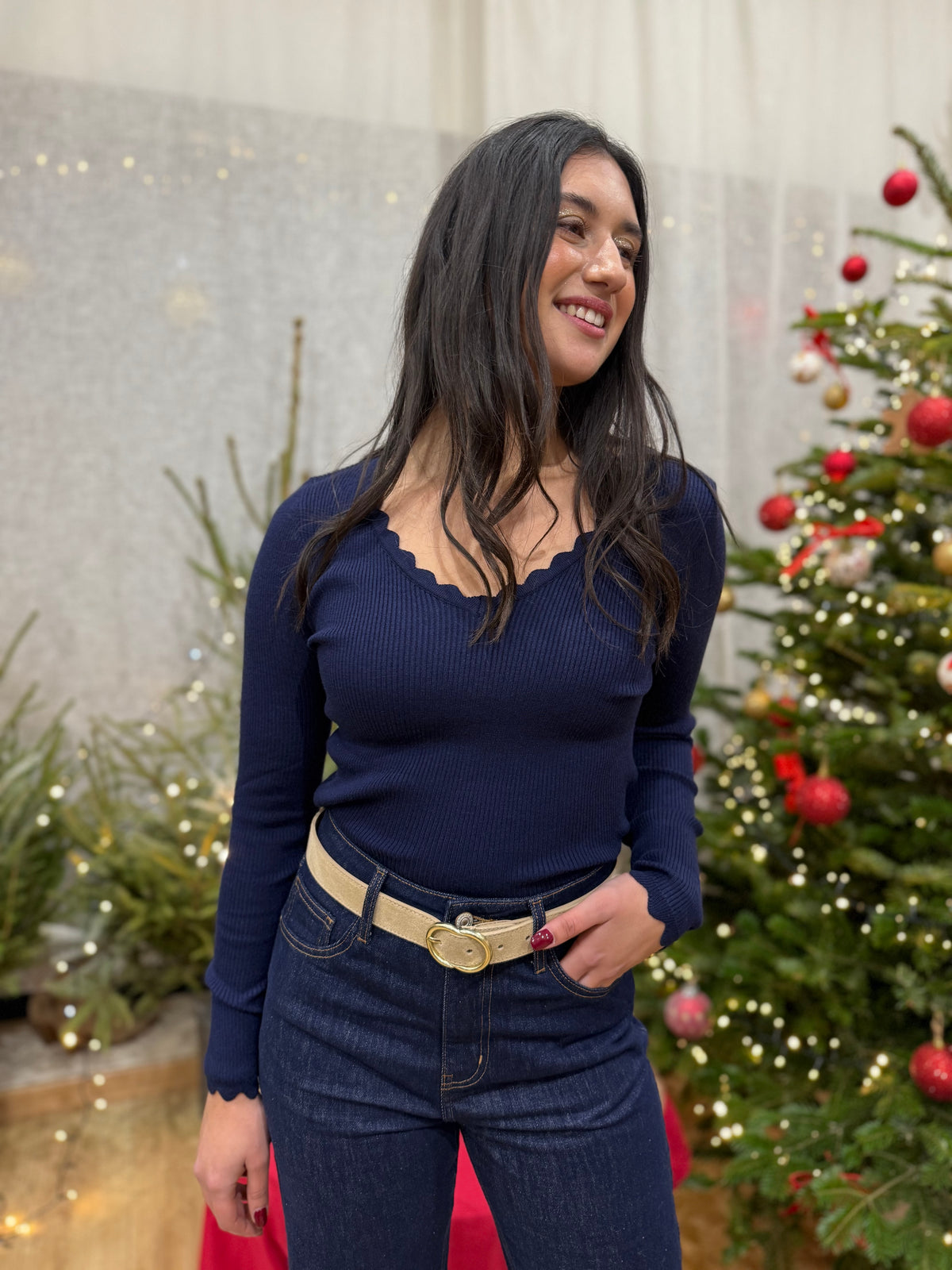 Haut col V marine - Aurel