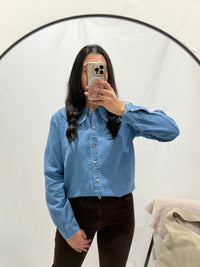 Blouse col claudine jean - Rose