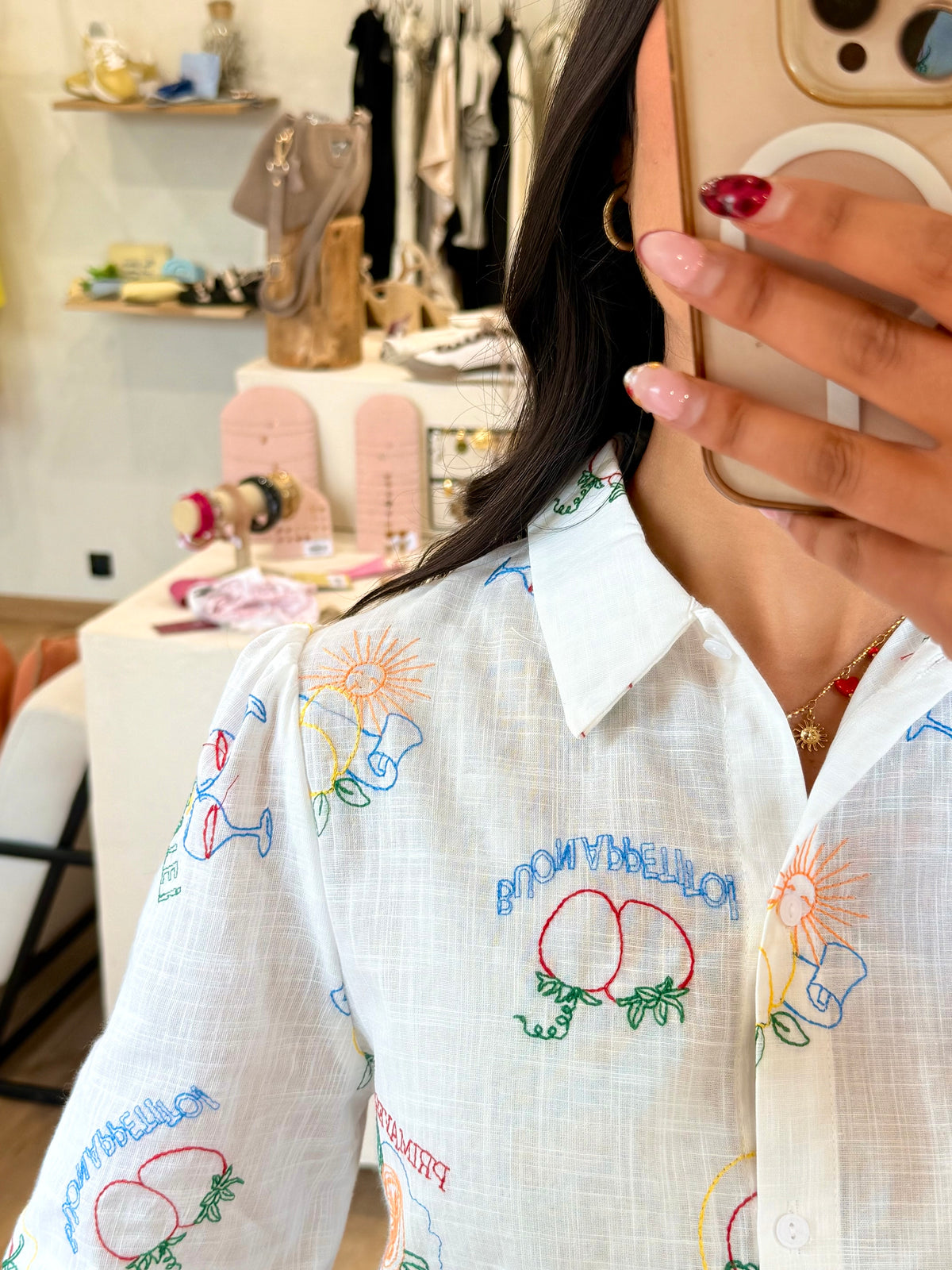 Chemise motifs Blanc - Ana
