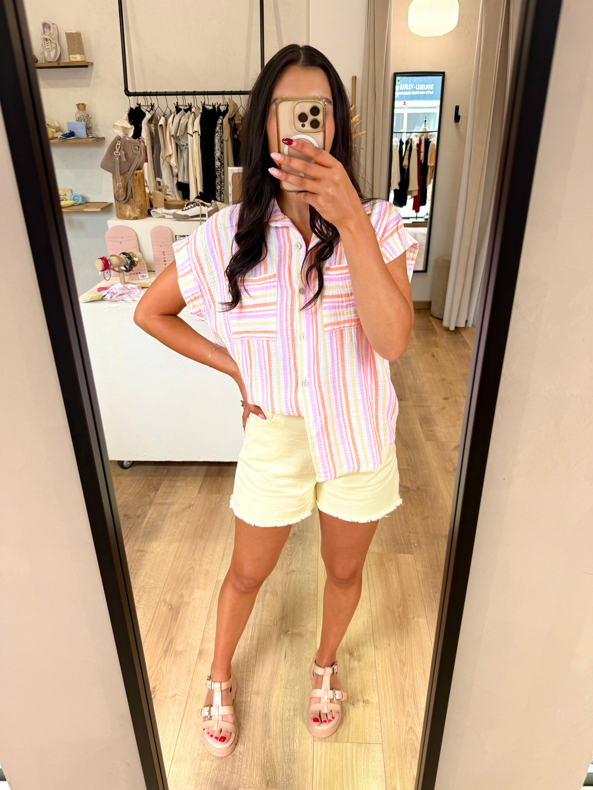 Blouse gaze de coton orange - Enzo