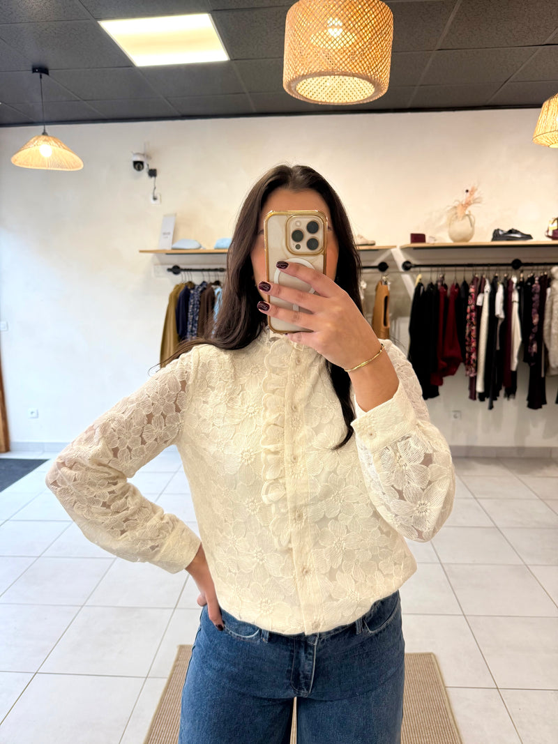 Blouse dentelle beige - Léna