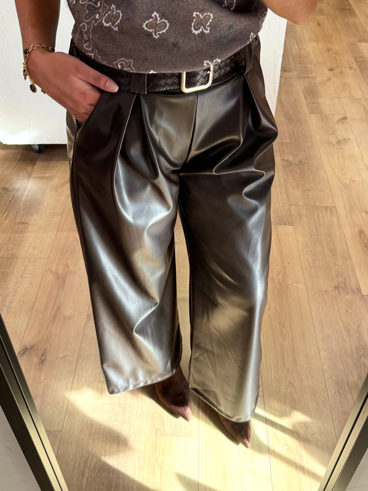 Pantalon simili marron - Marius