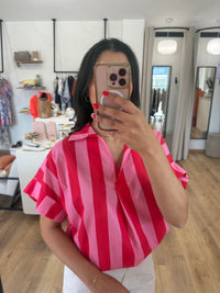 Blouse rouge rose - rayure