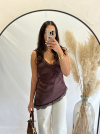 Top marron dentelle - Iruis