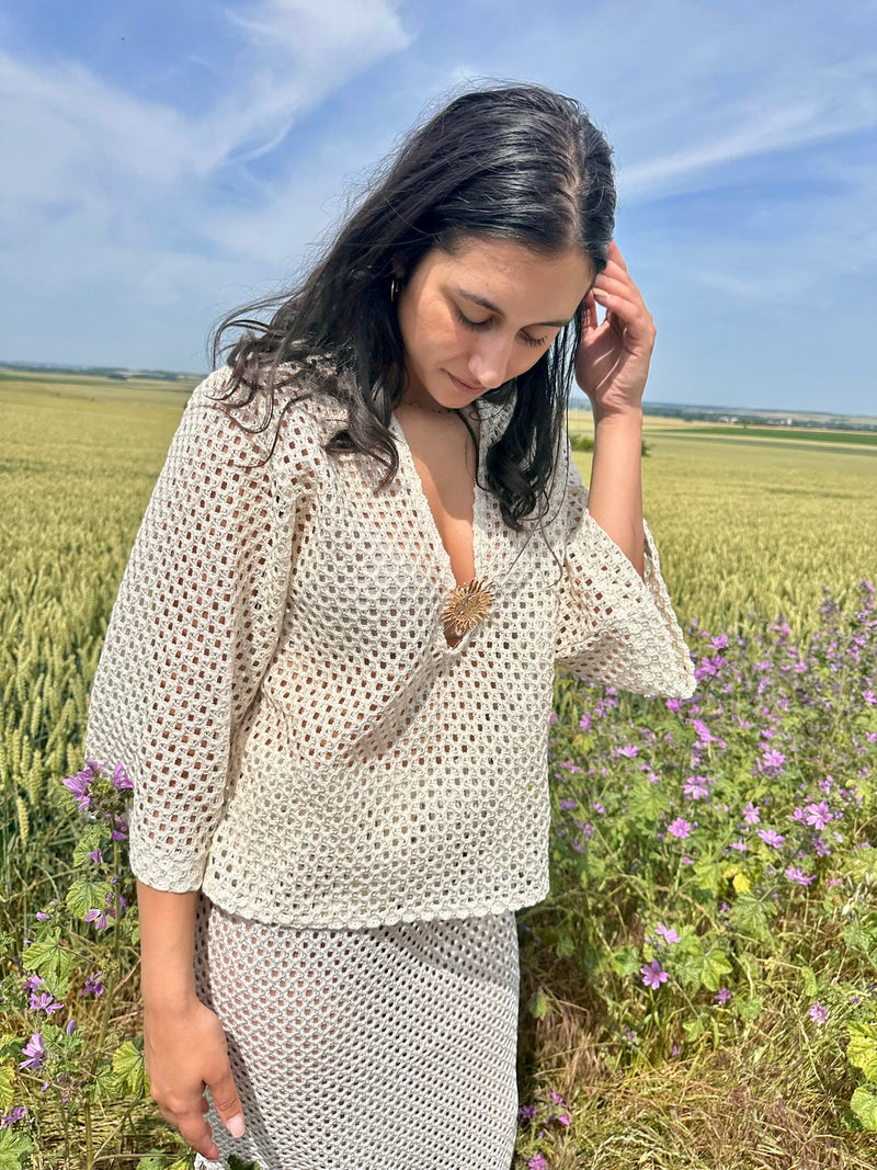 Haut crochet écru - Soleil