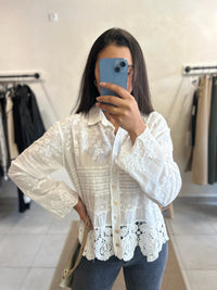 Blouse motifs blanc - Amanda