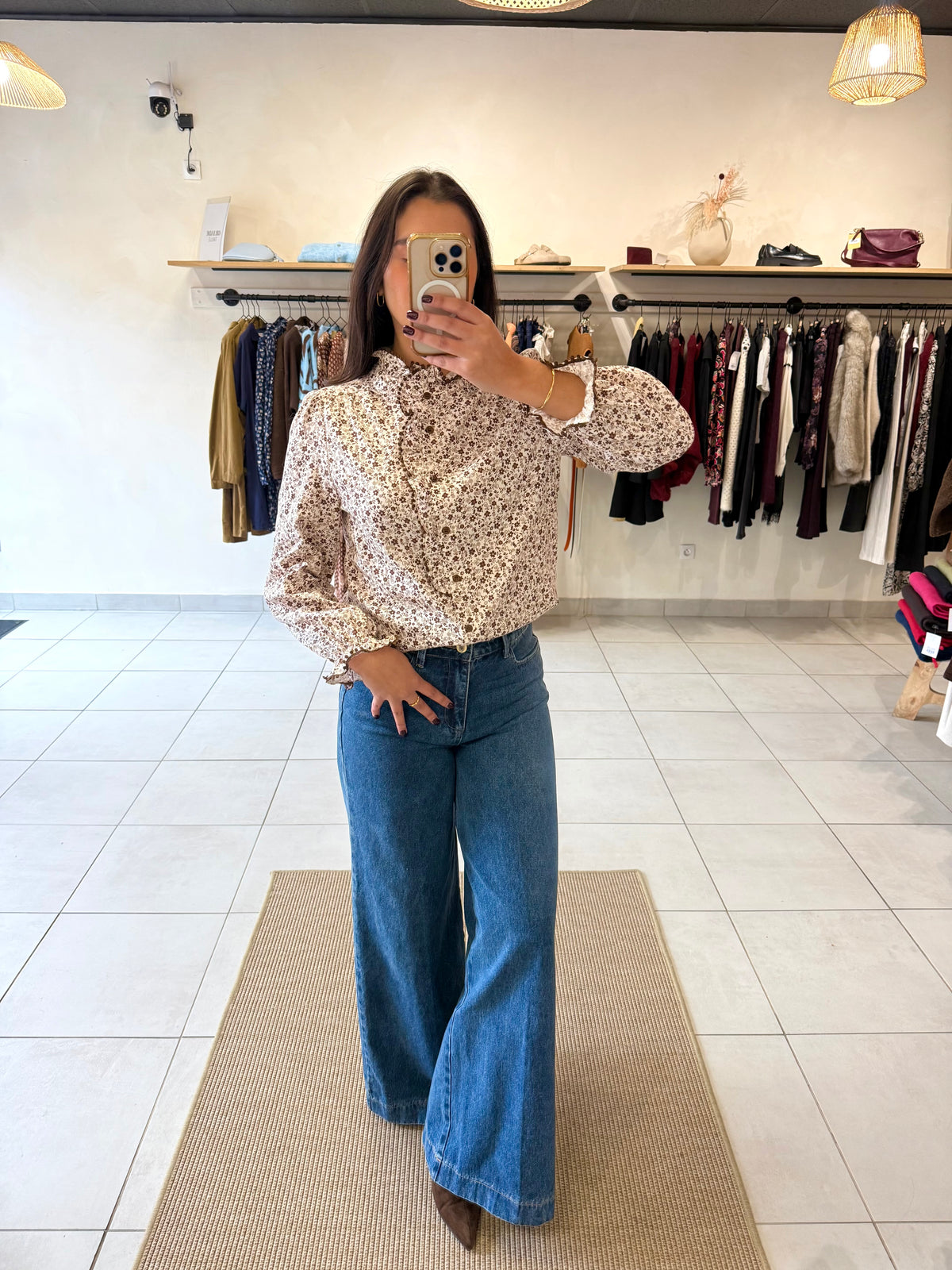 Blouse motifs marron - Elisa