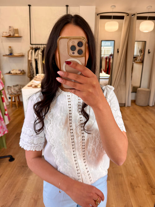 Blouse broderie blanc - Inaya