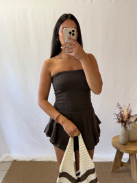 Combi bustier gaze marron - Adele