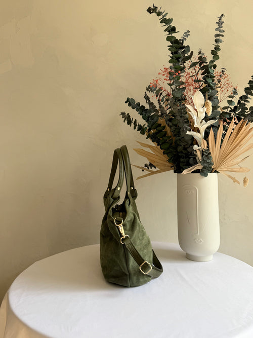 Sac cuir daim kaki - Jade