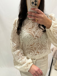 Blouse broderie beige - Paul