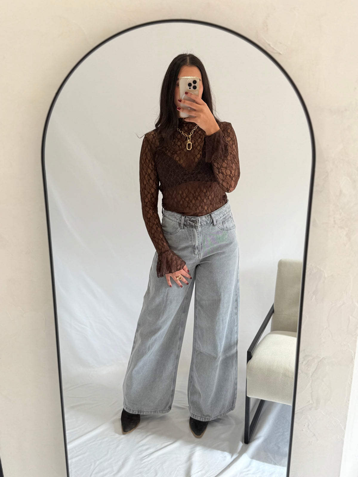 Haut dentelle - chocolat