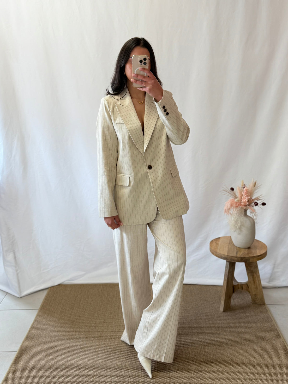 Pantalon rayure beige - Auda