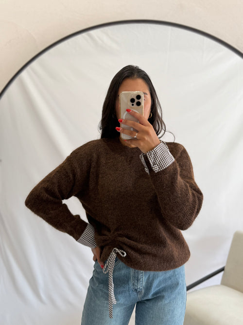 Pull vichy marron - Adam