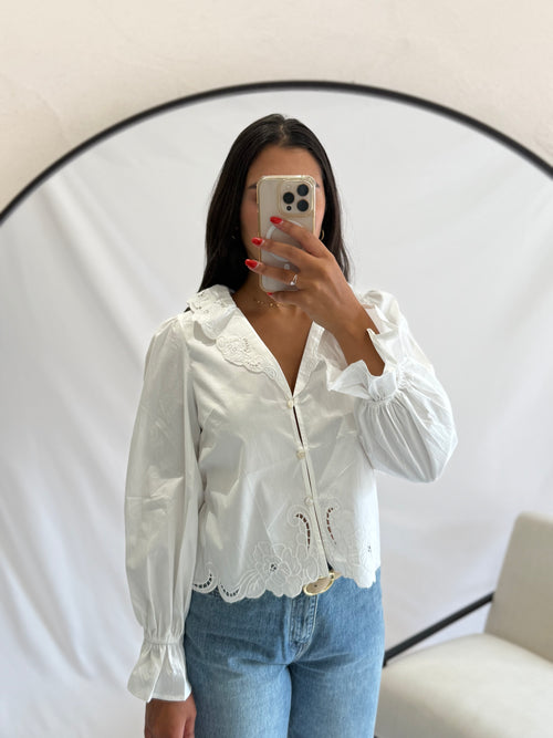 Blouse broderie blanc - Oscar